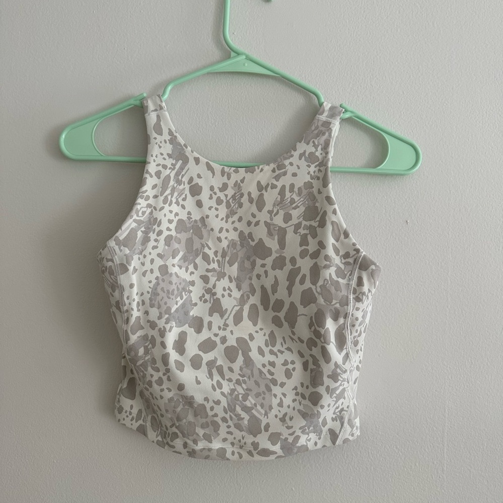 LULULEMON HIGH NECK ALIGN TANK TOP CHEETA CAMO ANTIQUE WHITE